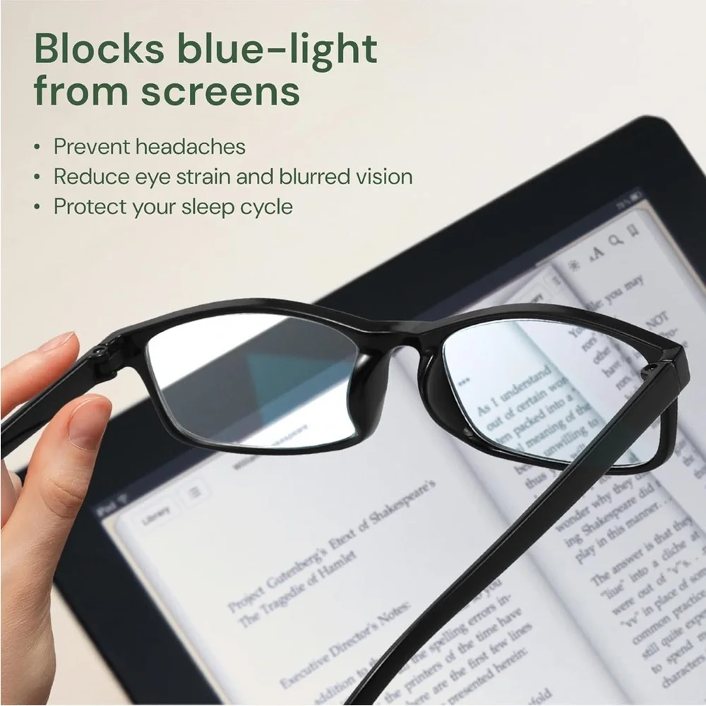 Blue Light Blocking Lenses Clear Rectangular Glasses